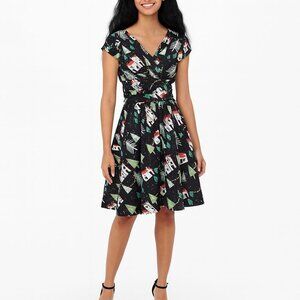 Retrolicious XS Christmas Village Party Dress Cotton Black NWT
